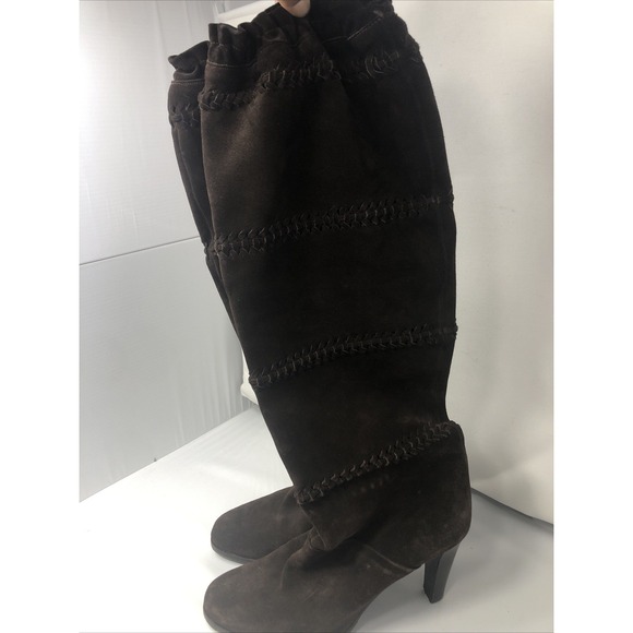Coach Jae Boots Womens  Italy Brown Suede Leather Knee High Slouchy Sz 9 - Picture 1 of 12